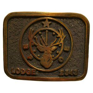 Vtg New Art Foundry BPOE Elks Lodge Bronze Belt Buckle Age of Bronze by Rodin